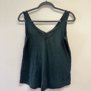 Maurices Dark Green Lace-Trim V-Neck Camisole Size S